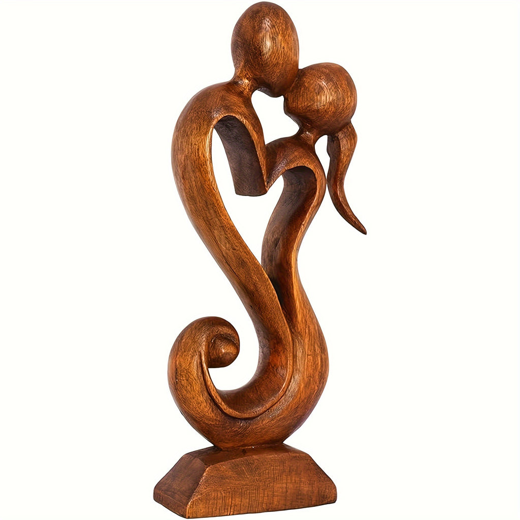 1pc Couple Portrait Desktop Ornaments, Handmade Wooden Exquisite Wood Carvings, Couple Kissing Art Statues, Valentine's Day Gifts For Him\u002Fher, Symbolizing Everlasting Love