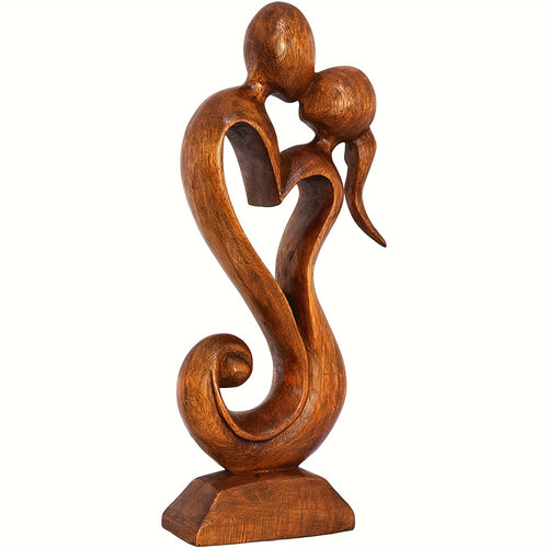 1pc Couple Portrait Desktop Ornaments, Handmade Wooden Exquisite Wood Carvings, Couple Kissing Art Statues, Valentine's Day Gifts For Him\u002Fher, Symbolizing Everlasting Love