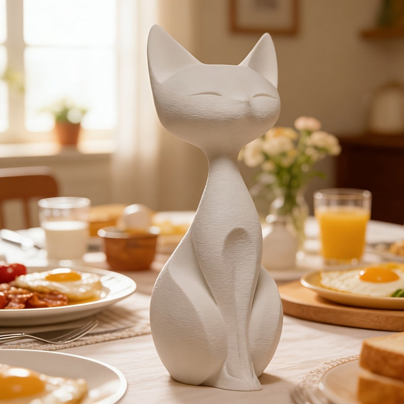 1pc Elegant Minimalist Cat Statue Sculpture - Elegant Plastic Figurine Suitable for Desk, Bedside Tabletop Decor, Perfect Gift for,, Couples, Compact Decorations for Home, Wine Cabinet & Shelf Decoration, Exquisite Design