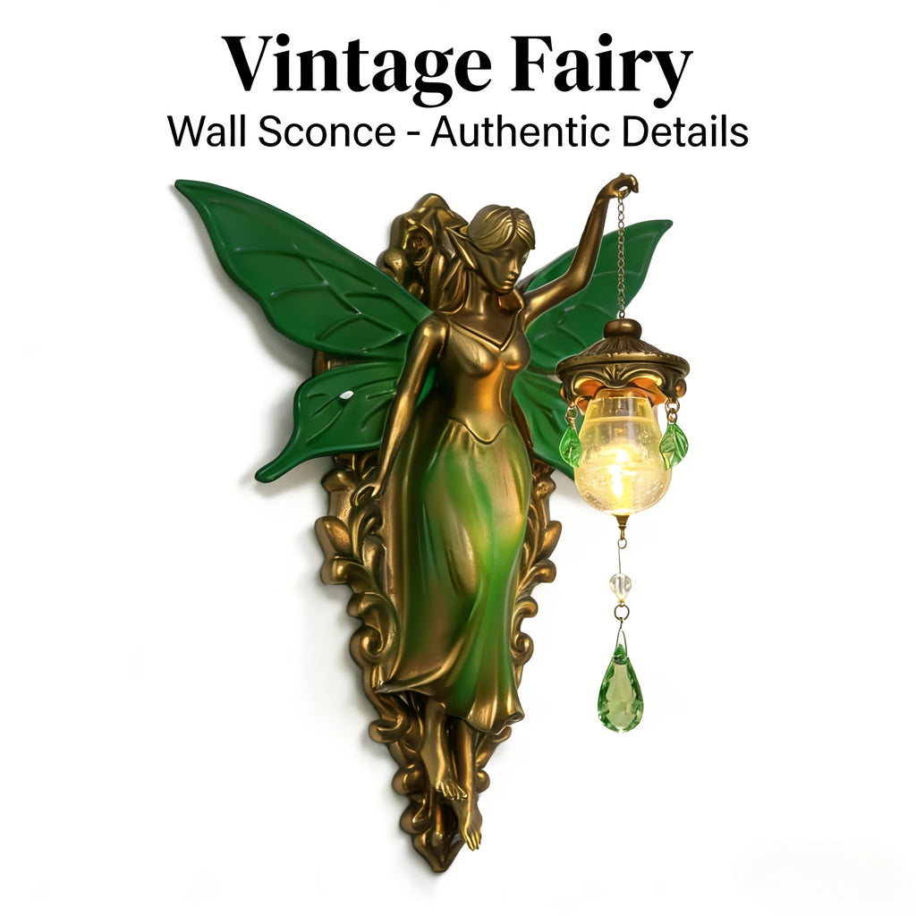 9.84in Fantasy Fairy Statue Wall Decor, Carved Tone & Green Leaf Art Decoration, Forest Fairy Tale Style for Bedroom & Living Room Wall, Ideal Gift for Fairy Lovers & Dreamy Home Fans (Easter & Spring)
