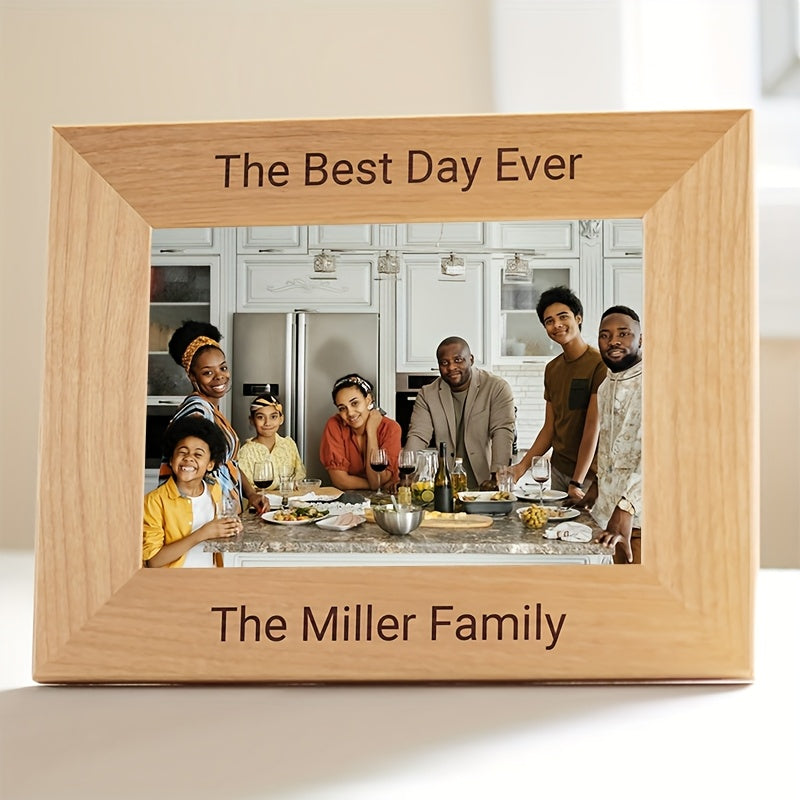 Create Your Own Personalized Picture Frame - Engraved Wood Photo Frame with Custom Text & Photo\u002FArt Print, Modern\u002FClassic\u002FArt Deco Style, Solid Wood Construction for Wall or Tabletop Display - Wedding, Anniversary, Birthday