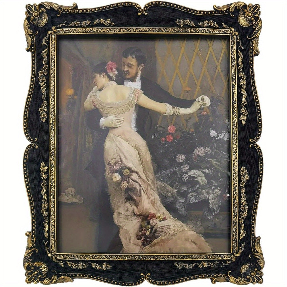 An 8 by 10 Inch Vintage Photo Frame, Beautifully Designed in Black with a Glass Front, Perfect for Home Decoration Alongside Cushions, Ideal for Showcasing in a Bedroom