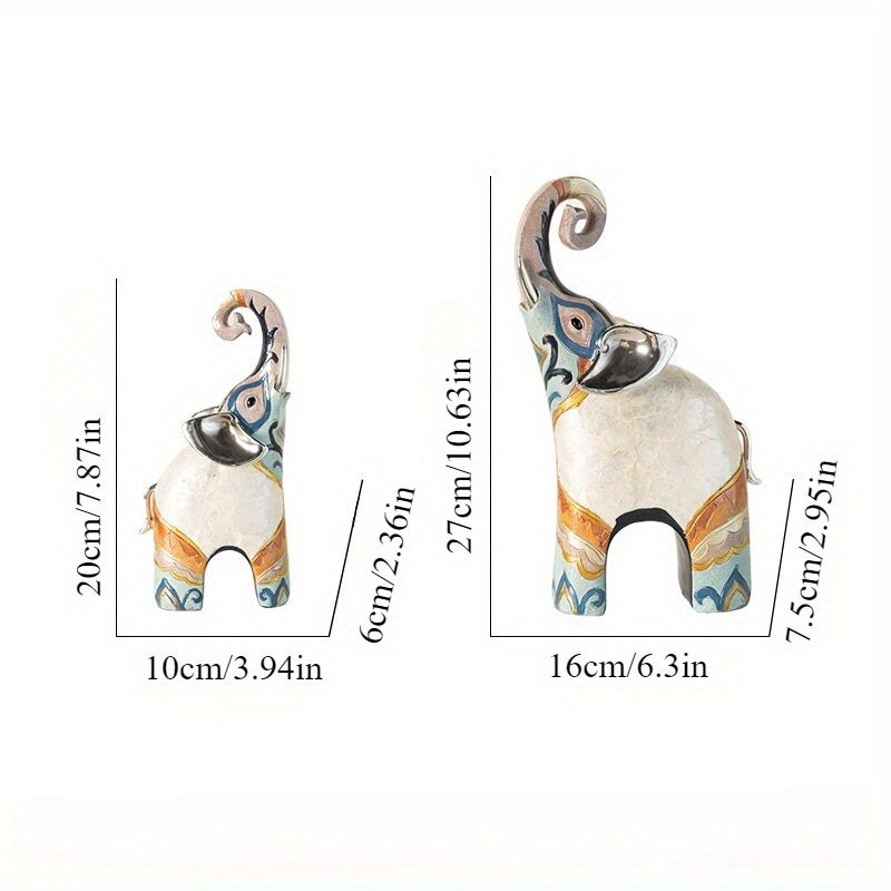 A pair of shell elephant decorations, good luck elephant statue home statue, resin+natural shell handmade elephant, home atmosphere decoration, suitable for offices, living rooms, bedrooms, entrances, gifts for elephant enthusiasts