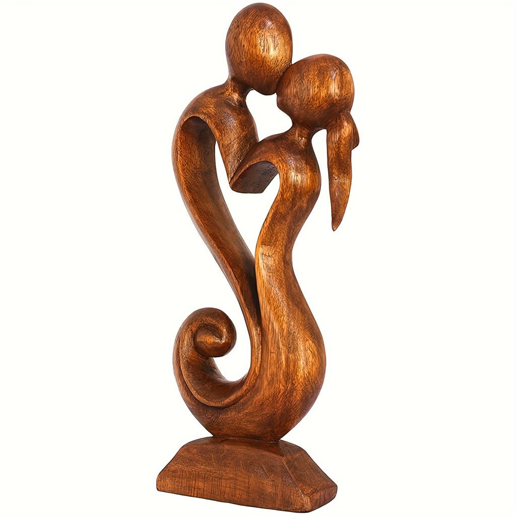 1pc Couple Portrait Desktop Ornaments, Handmade Wooden Exquisite Wood Carvings, Couple Kissing Art Statues, Valentine's Day Gifts For Him\u002Fher, Symbolizing Everlasting Love