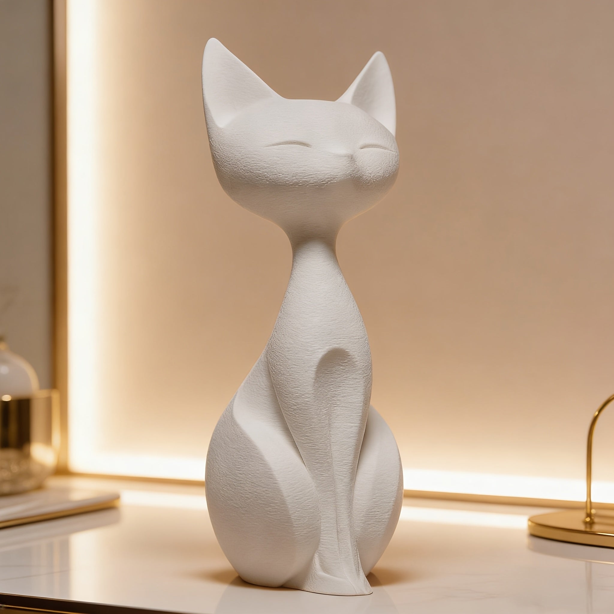 1pc Elegant Minimalist Cat Statue Sculpture - Elegant Plastic Figurine Suitable for Desk, Bedside Tabletop Decor, Perfect Gift for,, Couples, Compact Decorations for Home, Wine Cabinet & Shelf Decoration, Exquisite Design