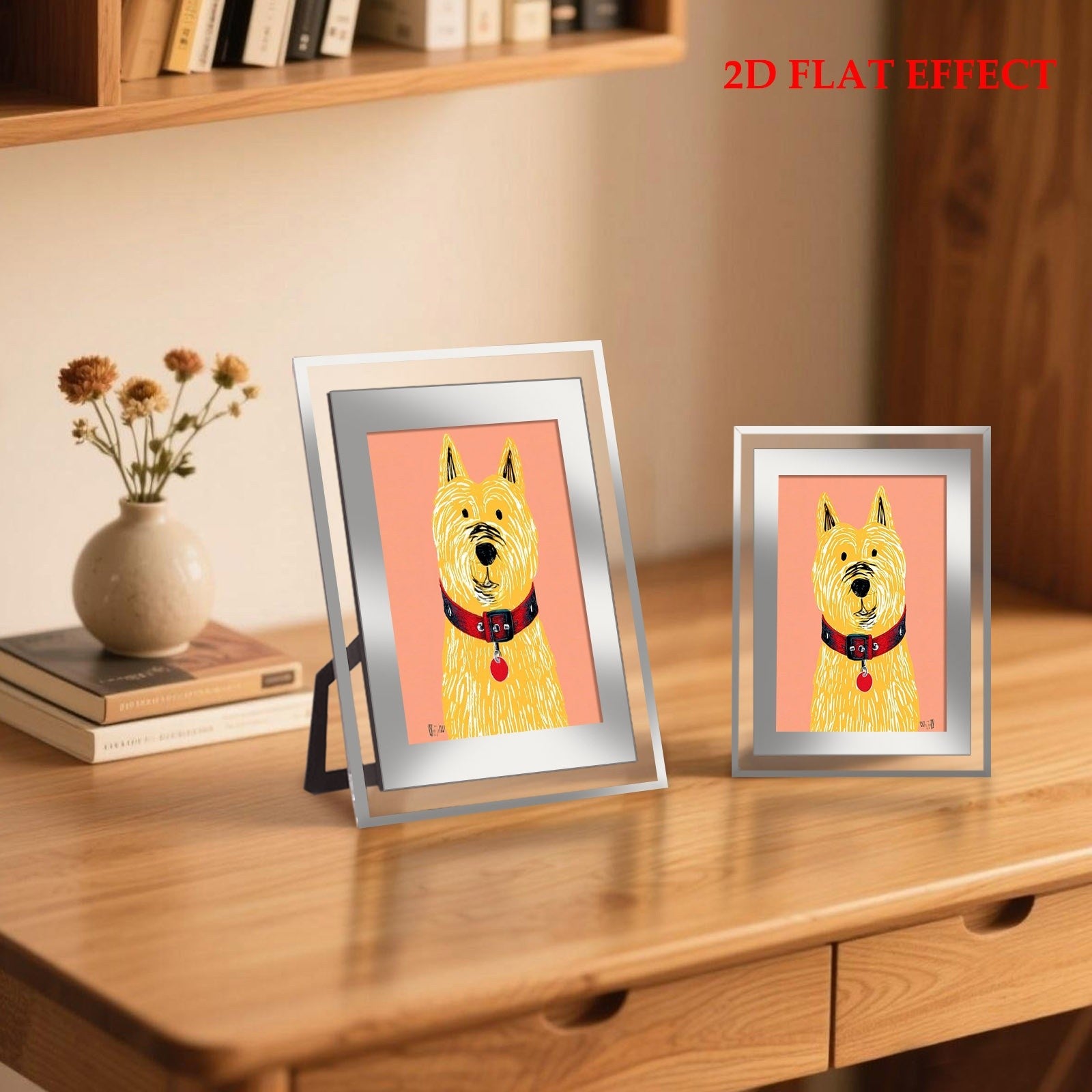 Cartoon Dog Photo Frame, Multiple Specifications Available, Color-Printed Style, Bold Graphic Art Design, Suitable for Home Decoration, Adds Lovely Atmosphere to Space