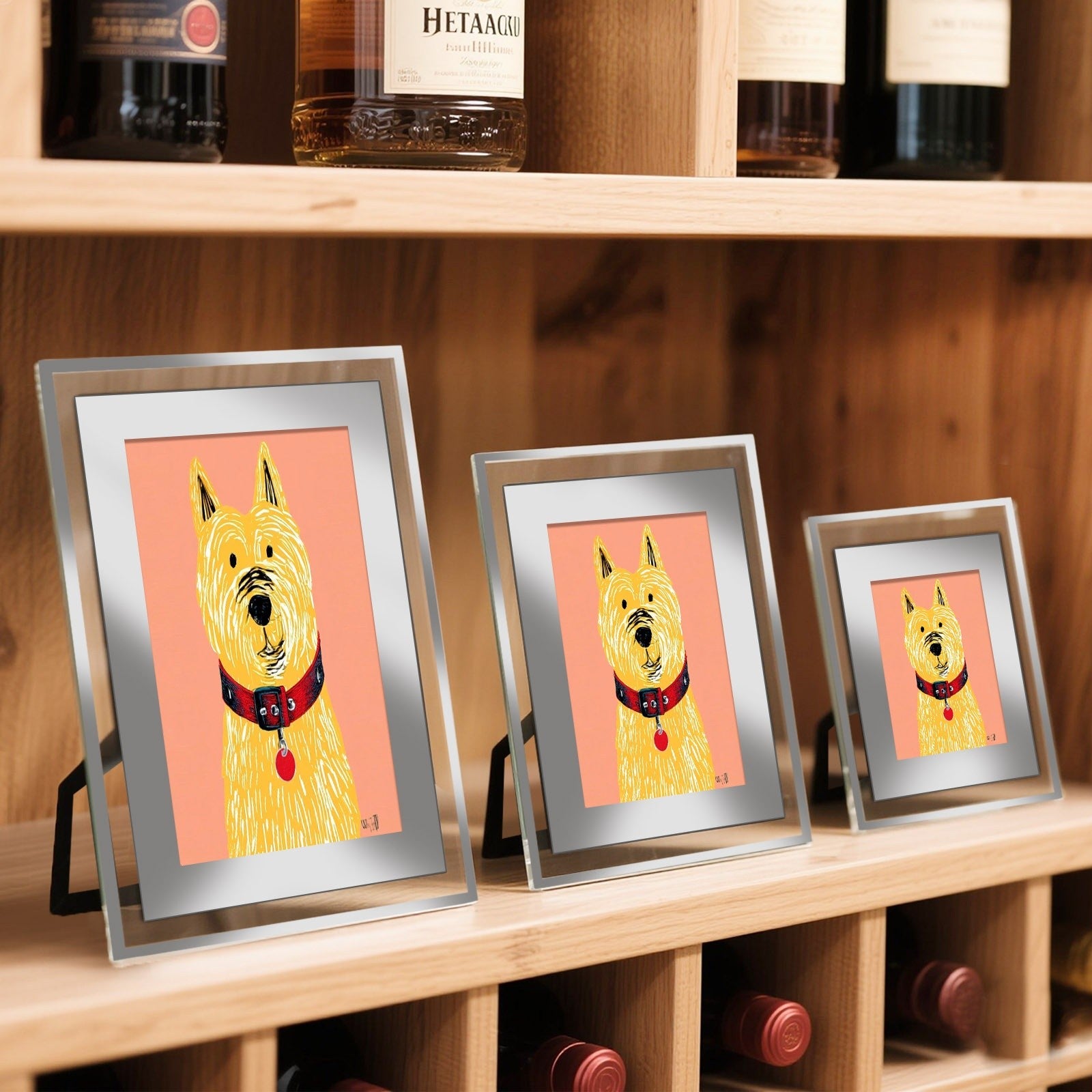 Cartoon Dog Photo Frame, Multiple Specifications Available, Color-Printed Style, Bold Graphic Art Design, Suitable for Home Decoration, Adds Lovely Atmosphere to Space