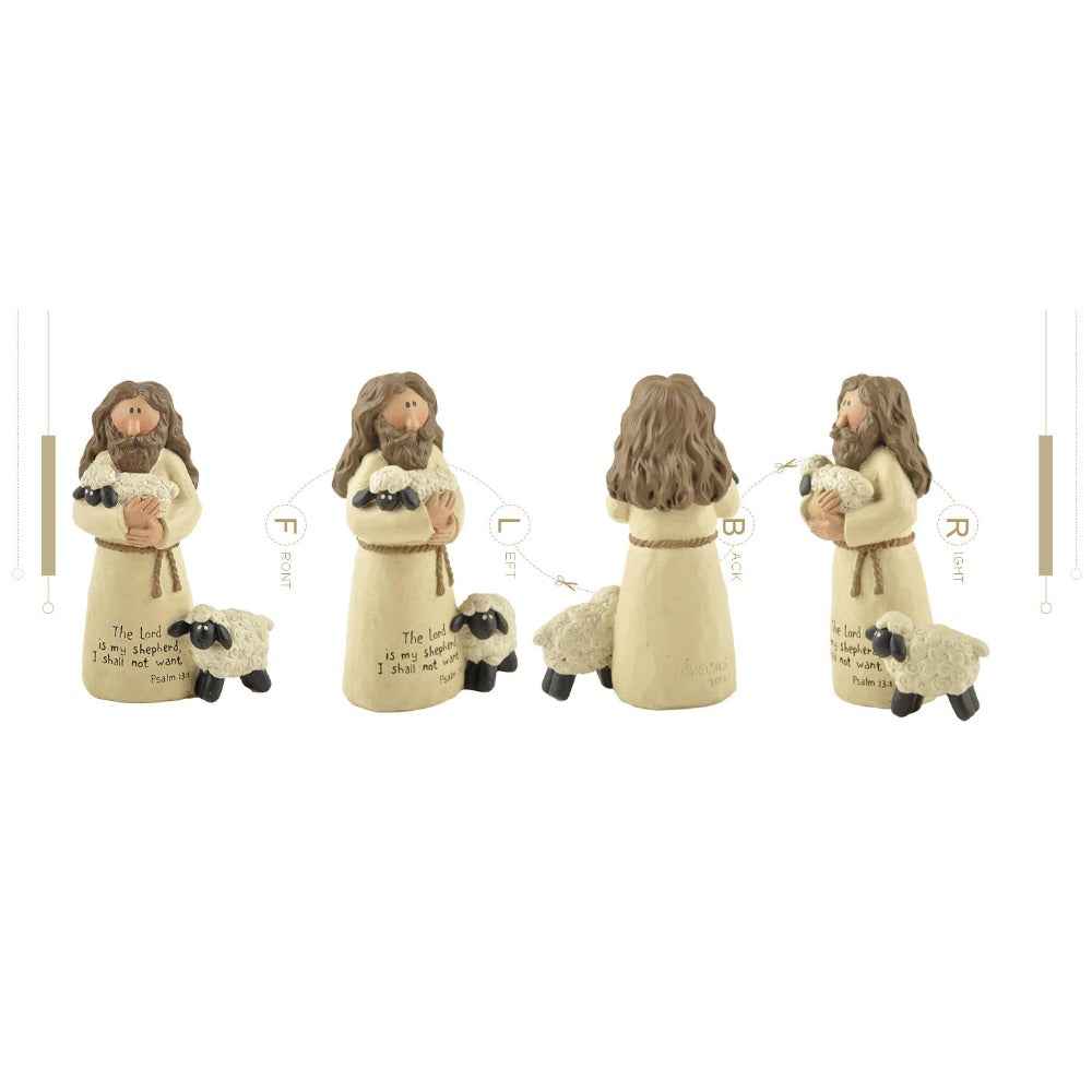 Good Shepherd Figurine, a Healing-Themed Shepherd Decoration for Desktop, Perfect for Sunday School Gifts