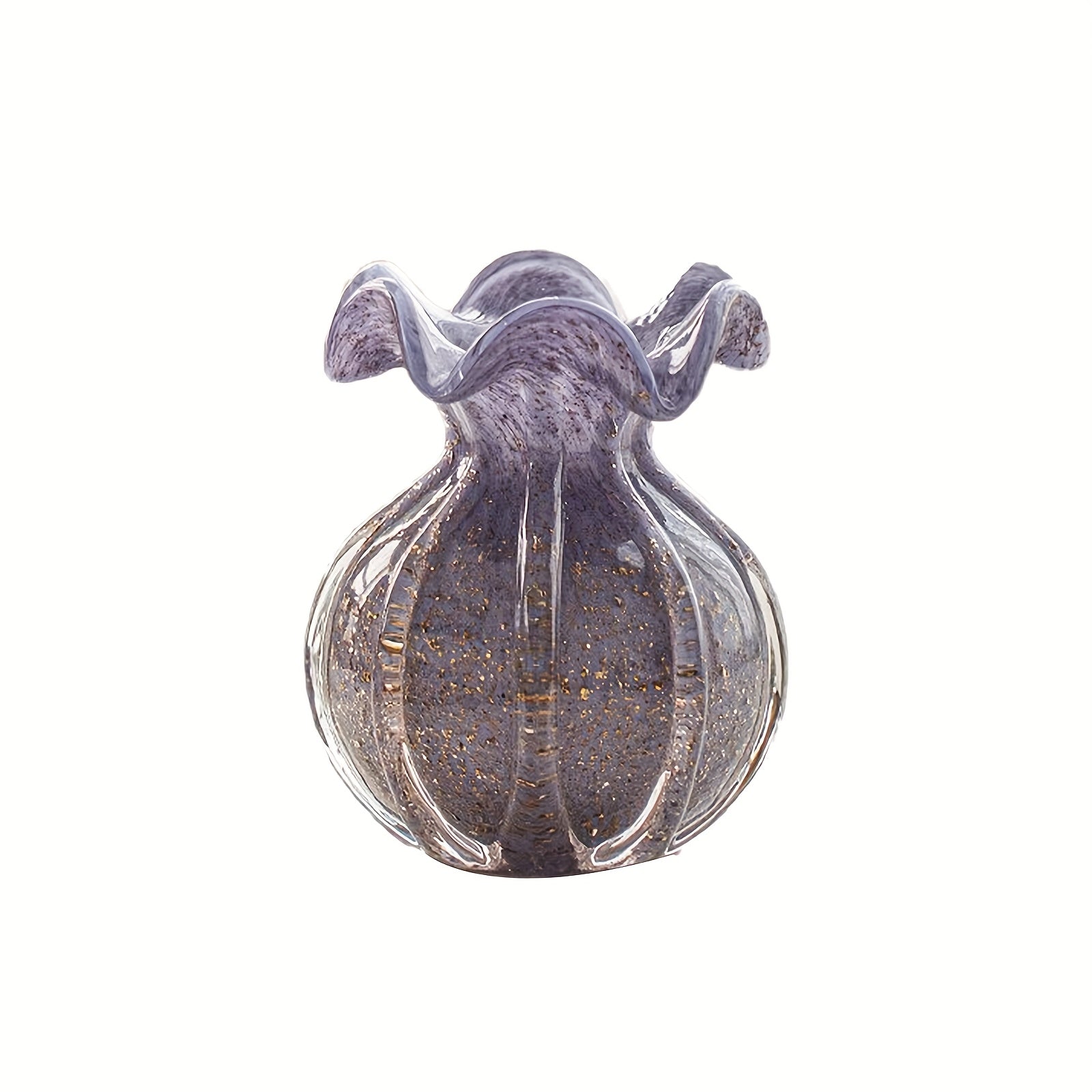 Modern Handmade Glass Vase 1pc Modern Handmade Blown Glass Vase - Textured Belly Decoration Flower Arranger - Autumn and Winter Water Nourishing Flowers, Suitable for Living Rooms, Tabletops, New Year's, Christmas, Thanksgiving Gifts