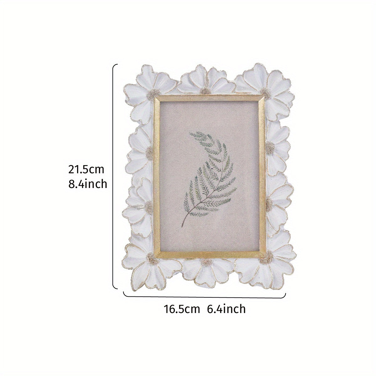 1pc White Resin Photo Frame with 3D Realistic Daisy Flower - Vertical\u002FHorizontal Square Picture Frame, Contemporary Tabletop or Wall-Mountable Display for home, desk, for bokeh-creating picture Framing (Compatible with Smartphones\u002FCameras)