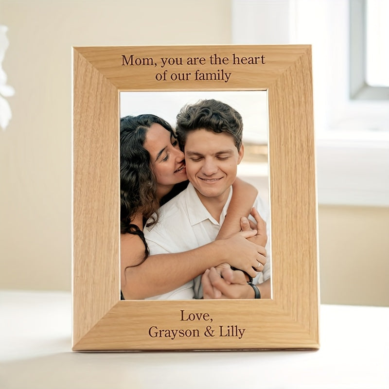 Create Your Own Personalized Picture Frame - Engraved Wood Photo Frame with Custom Text & Photo\u002FArt Print, Modern\u002FClassic\u002FArt Deco Style, Solid Wood Construction for Wall or Tabletop Display - Wedding, Anniversary, Birthday