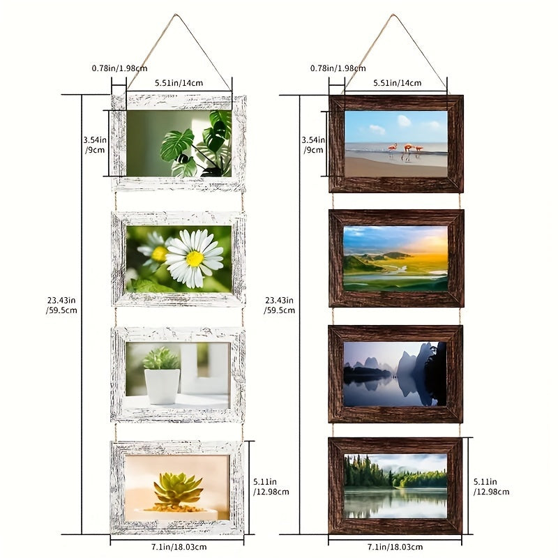 4\u002F8pcs White Wooden Wall Photo Frame Home Wall Hanging Frame Rectangular DIY Frame Living Room Photo Wall Solid Wood Picture Frame