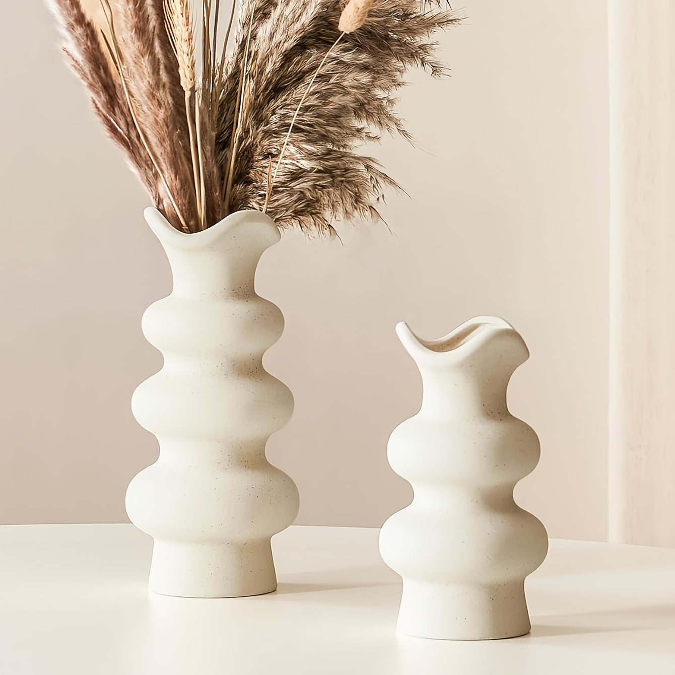1pc Modern Bohemian Vintage Neutral White Resin Vase - Cylindrical Column Centerpiece Suitable for Weddings,,, Table Centerpiece, Plastic Vase for,, Gift, Floral Arrangements & Minimalist Decor