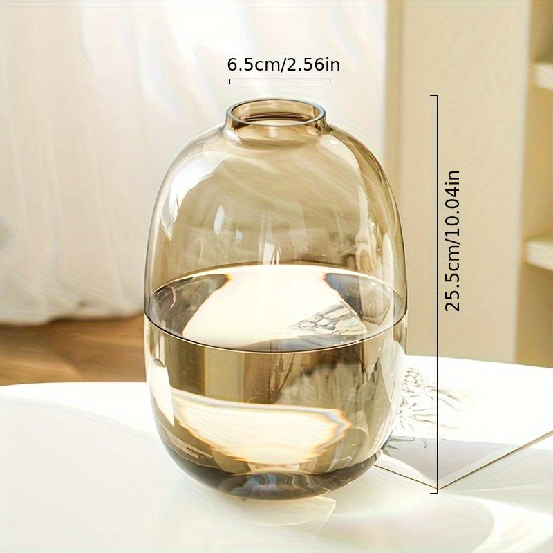 1pc Clear Glass Vase - Modern Minimalist Centerpiece for Dining Table, Coffee Table, Shelf - Elegant Home Decor with Transparent Design - Compatible with Artificial Plants, Branches, Floral Arrangements - Easy-Clean Surface - Perfect for Living Room, O...