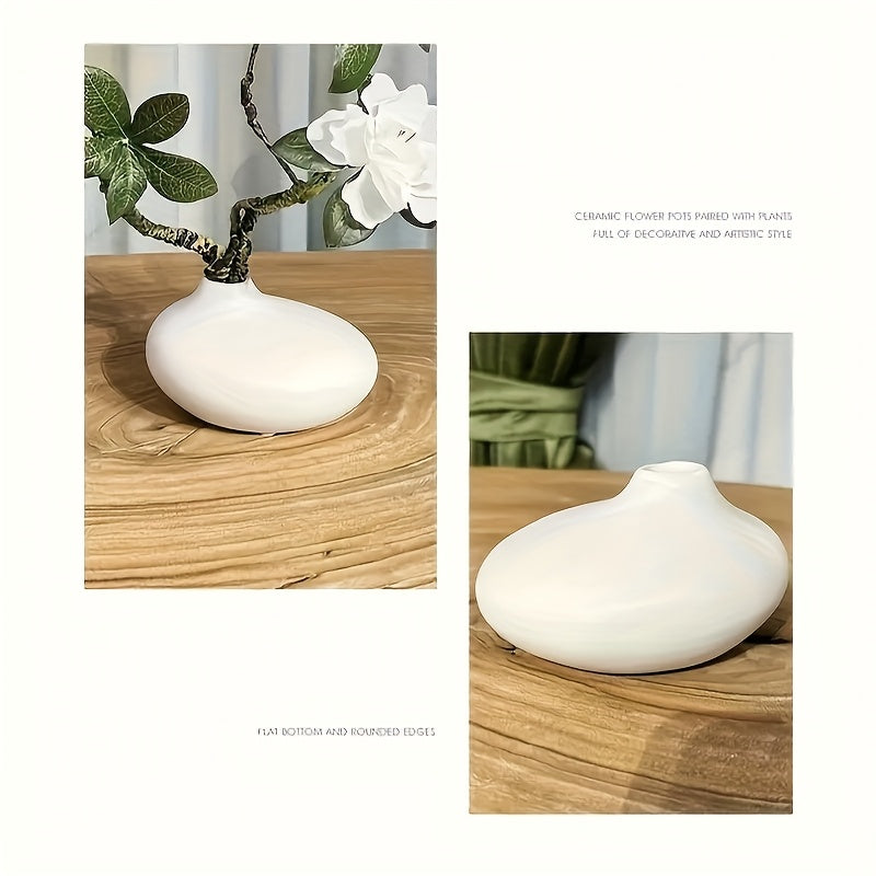 High-End Decorative Ceramic Vases with Artificial Gardenia Flowers for a Stylish Living Room Dining Table