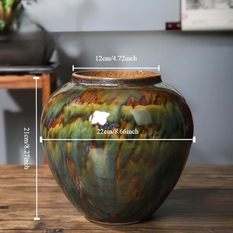 Elegant Retro Ceramic Vase with Glazed Finish - Ideal for Home Decor, Hydroponic Flower Display, and Soft Furnishing Accents, Home Decor Vase|Vintage Style Vase|Handcrafted Vase, Vases for Flowers