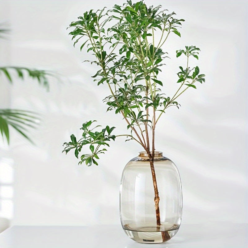 1pc Clear Glass Vase - Modern Minimalist Centerpiece for Dining Table, Coffee Table, Shelf - Elegant Home Decor with Transparent Design - Compatible with Artificial Plants, Branches, Floral Arrangements - Easy-Clean Surface - Perfect for Living Room, O...
