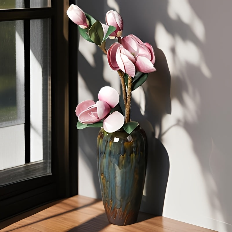 Elegant Retro Ceramic Vase with Glazed Finish - Ideal for Home Decor, Hydroponic Flower Display, and Soft Furnishing Accents, Home Decor Vase|Vintage Style Vase|Handcrafted Vase, Vases for Flowers