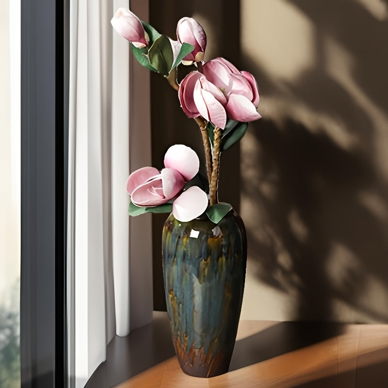 Elegant Retro Ceramic Vase with Glazed Finish - Ideal for Home Decor, Hydroponic Flower Display, and Soft Furnishing Accents, Home Decor Vase|Vintage Style Vase|Handcrafted Vase, Vases for Flowers