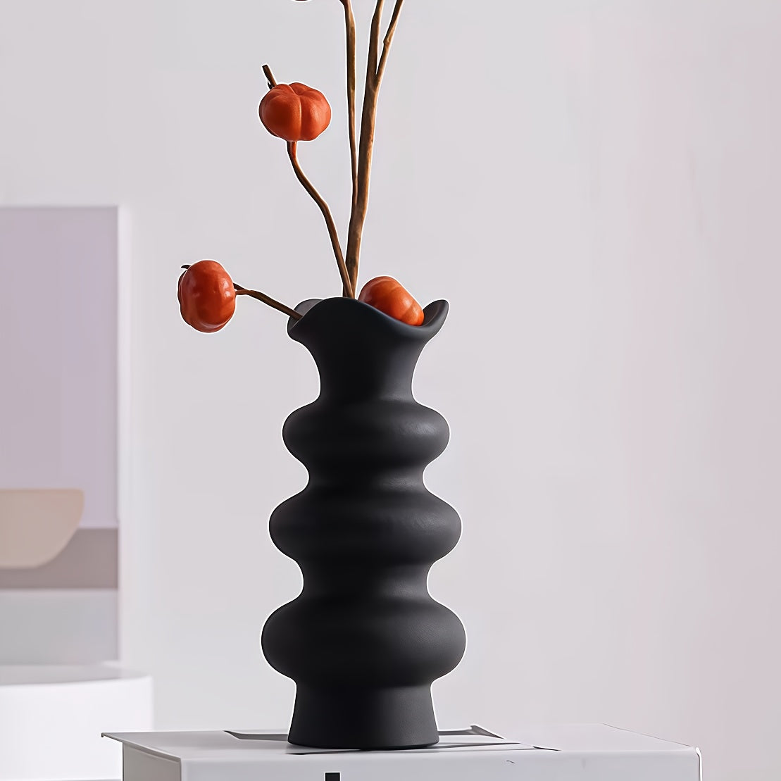 1pc Modern Bohemian Vintage Neutral White Resin Vase - Cylindrical Column Centerpiece Suitable for Weddings,,, Table Centerpiece, Plastic Vase for,, Gift, Floral Arrangements & Minimalist Decor