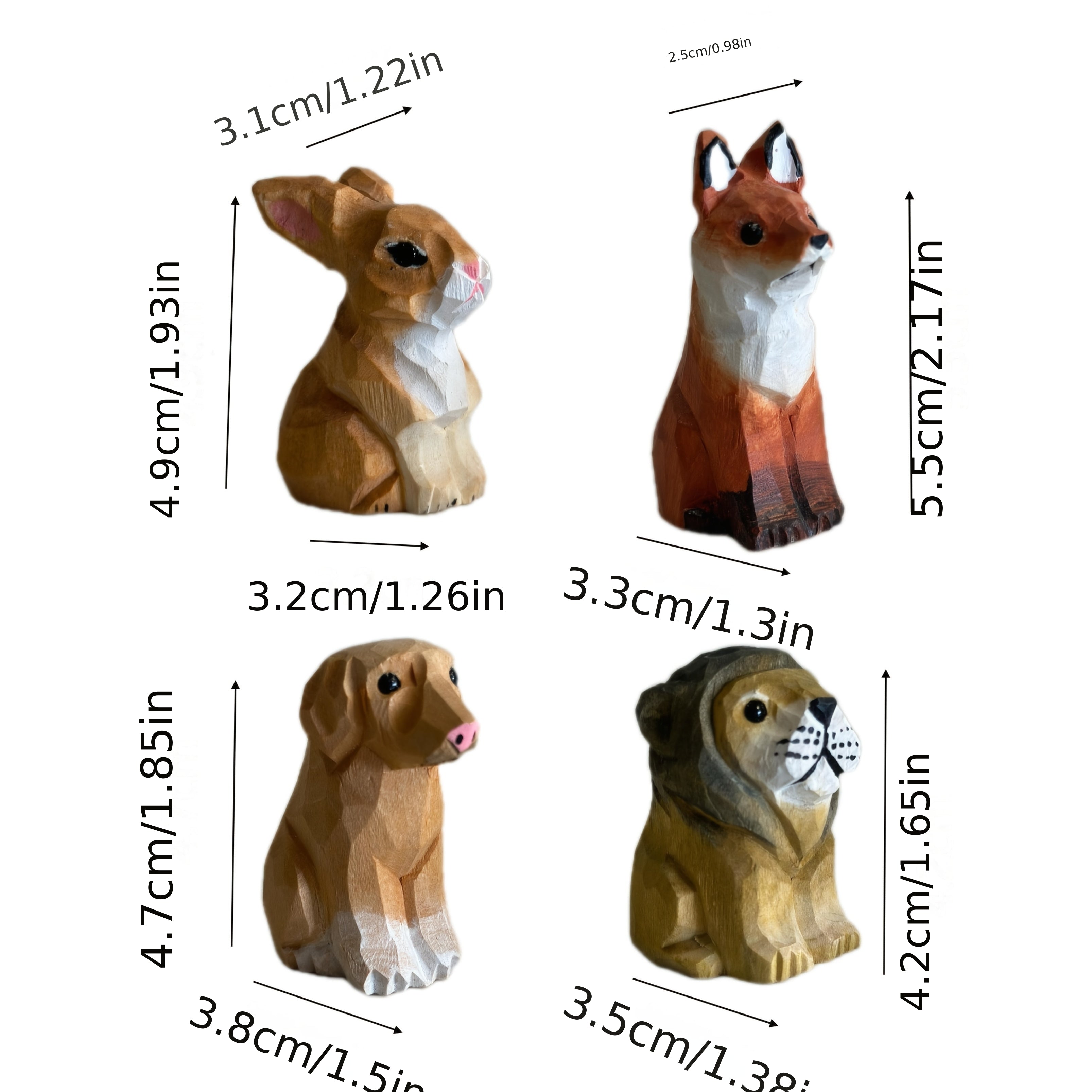 A Set of Four Pieces Featuring Hand-Carved for animal-Themed Ornaments, Perfect for Artistic Decoration on a Desk, Collectible Items, Ideal Gifts for Holidays, And a Great Choice for Animal Lovers
