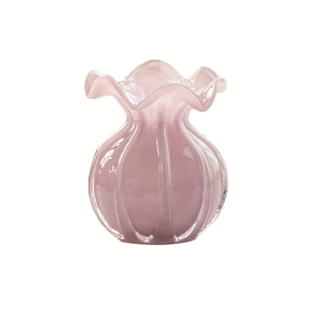 Modern Handmade Glass Vase 1pc Modern Handmade Blown Glass Vase - Textured Belly Decoration Flower Arranger - Autumn and Winter Water Nourishing Flowers, Suitable for Living Rooms, Tabletops, New Year's, Christmas, Thanksgiving Gifts