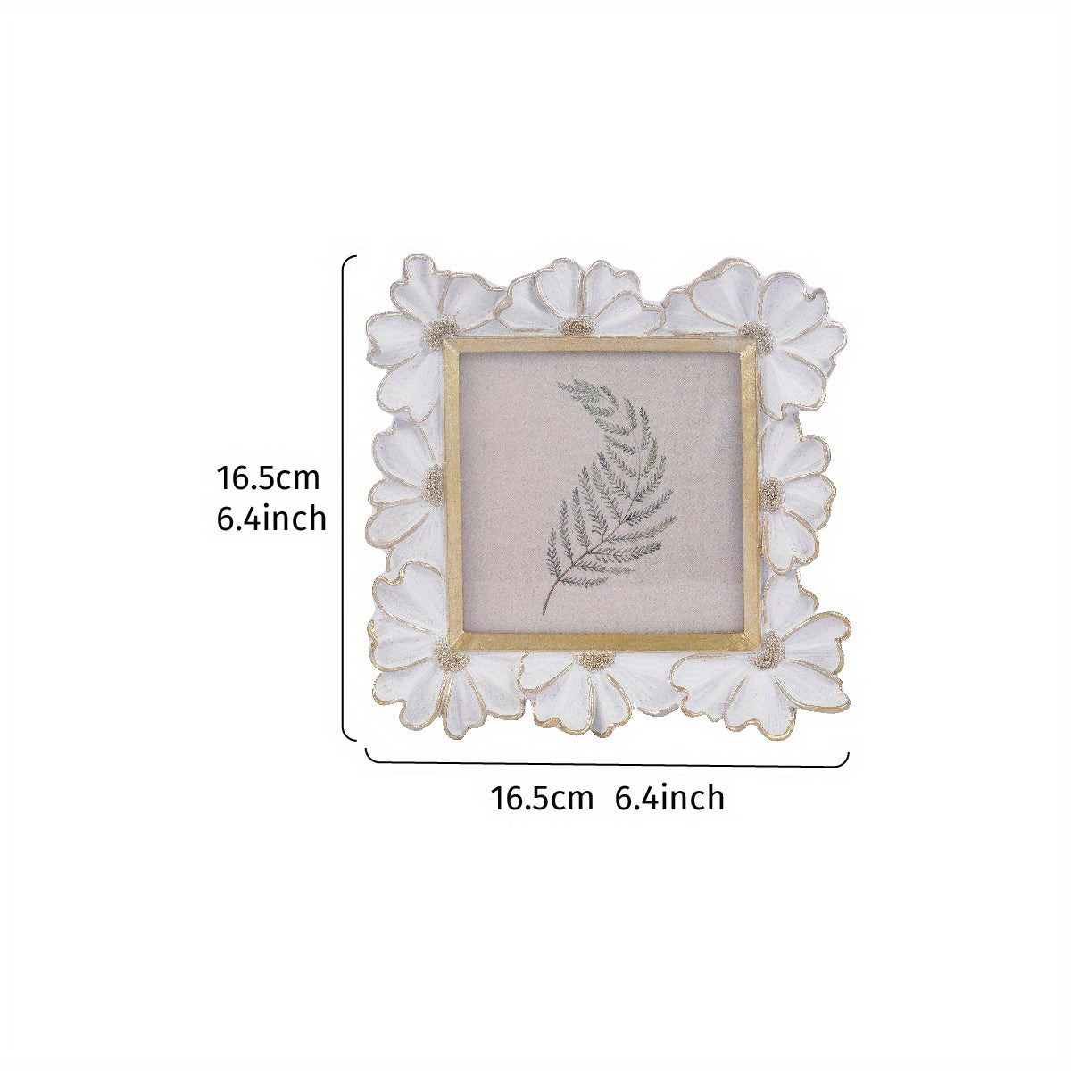 1pc White Resin Photo Frame with 3D Realistic Daisy Flower - Vertical\u002FHorizontal Square Picture Frame, Contemporary Tabletop or Wall-Mountable Display for home, desk, for bokeh-creating picture Framing (Compatible with Smartphones\u002FCameras)