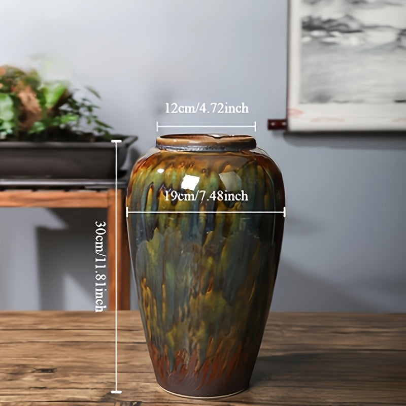 Elegant Retro Ceramic Vase with Glazed Finish - Ideal for Home Decor, Hydroponic Flower Display, and Soft Furnishing Accents, Home Decor Vase|Vintage Style Vase|Handcrafted Vase, Vases for Flowers