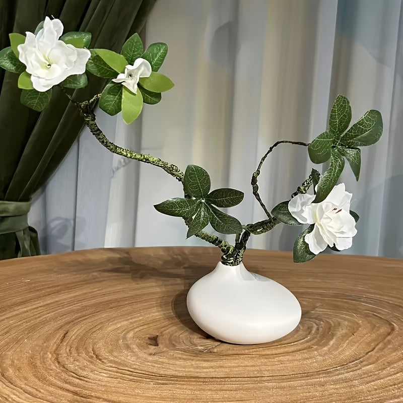 High-End Decorative Ceramic Vases with Artificial Gardenia Flowers for a Stylish Living Room Dining Table