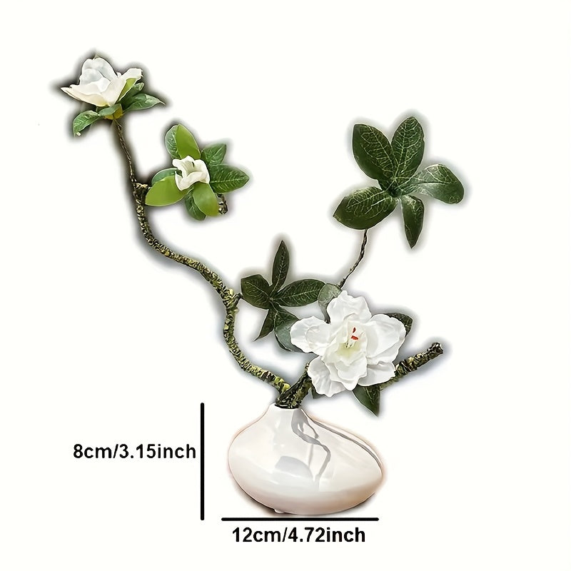 High-End Decorative Ceramic Vases with Artificial Gardenia Flowers for a Stylish Living Room Dining Table