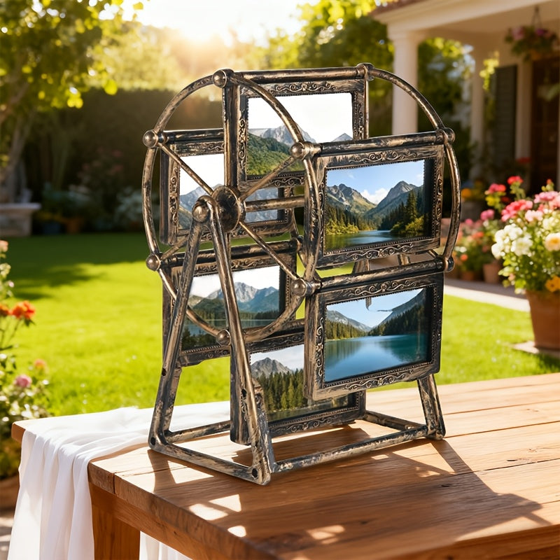 Vintage Ferris Wheel Picture Holder - Set of 6 Frames Measuring 4 Inches - Elegant Decoration for Your Living Room, Bedroom, Or Office Desk - Ideal Present for Valentine'S Day, Birthdays, And Christmas