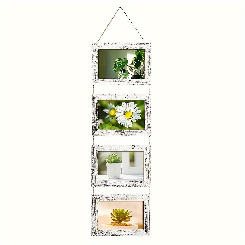 4\u002F8pcs White Wooden Wall Photo Frame Home Wall Hanging Frame Rectangular DIY Frame Living Room Photo Wall Solid Wood Picture Frame