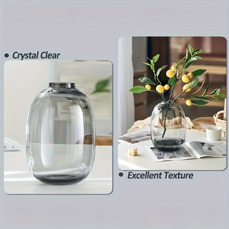 1pc Clear Glass Vase - Modern Minimalist Centerpiece for Dining Table, Coffee Table, Shelf - Elegant Home Decor with Transparent Design - Compatible with Artificial Plants, Branches, Floral Arrangements - Easy-Clean Surface - Perfect for Living Room, O...