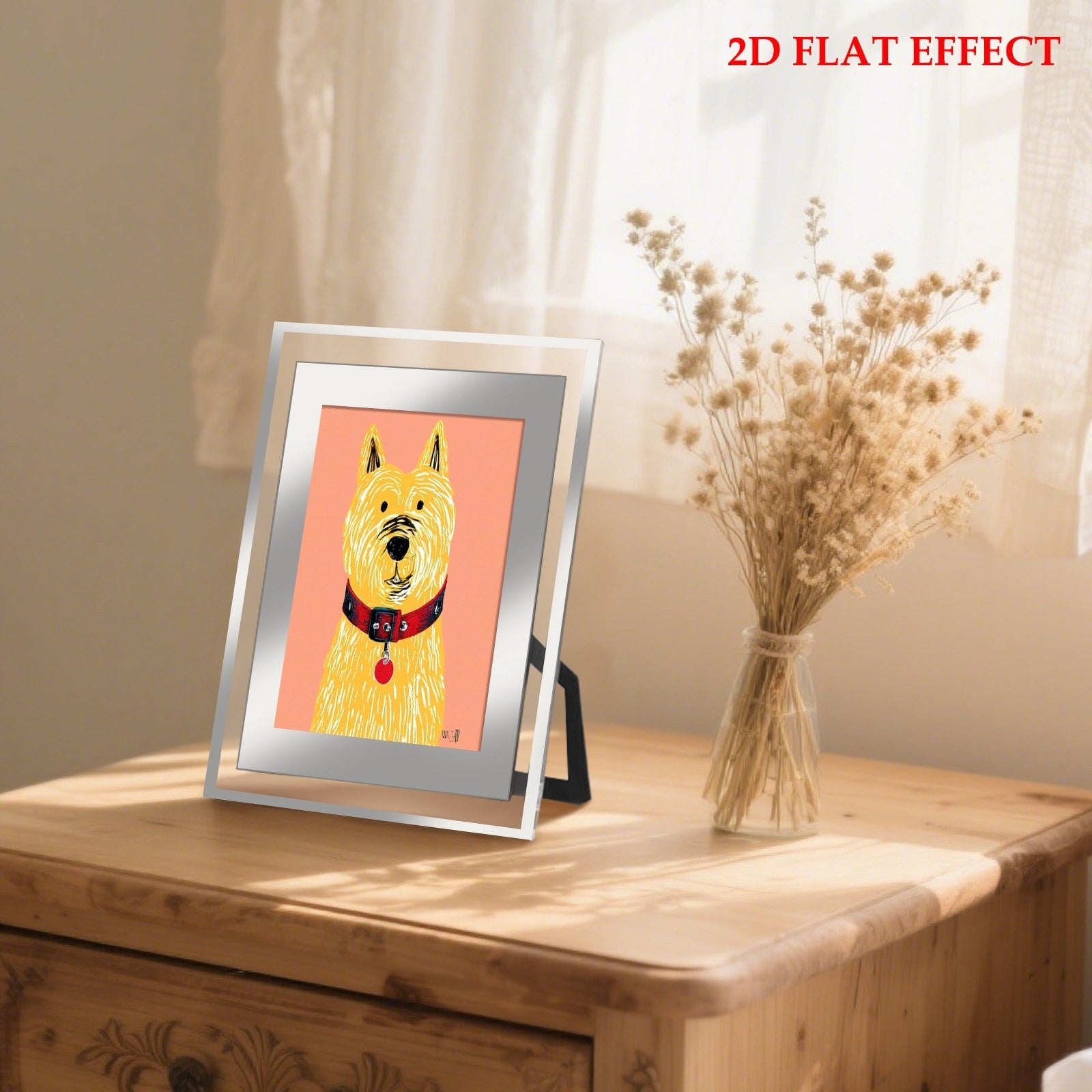 Cartoon Dog Photo Frame, Multiple Specifications Available, Color-Printed Style, Bold Graphic Art Design, Suitable for Home Decoration, Adds Lovely Atmosphere to Space