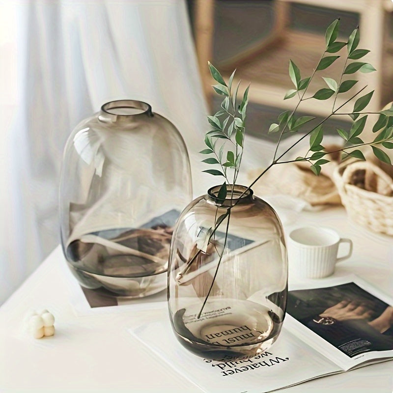 1pc Clear Glass Vase - Modern Minimalist Centerpiece for Dining Table, Coffee Table, Shelf - Elegant Home Decor with Transparent Design - Compatible with Artificial Plants, Branches, Floral Arrangements - Easy-Clean Surface - Perfect for Living Room, O...