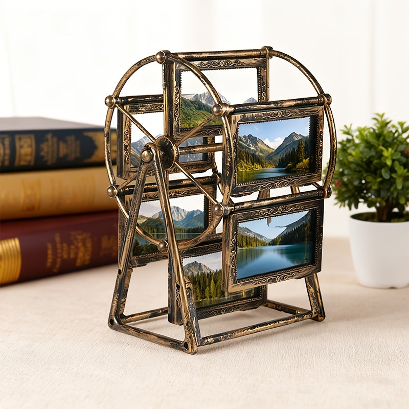 Vintage Ferris Wheel Picture Holder - Set of 6 Frames Measuring 4 Inches - Elegant Decoration for Your Living Room, Bedroom, Or Office Desk - Ideal Present for Valentine'S Day, Birthdays, And Christmas