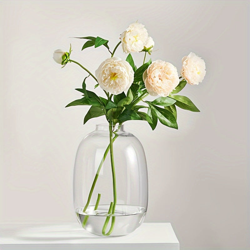 1pc Clear Glass Vase - Modern Minimalist Centerpiece for Dining Table, Coffee Table, Shelf - Elegant Home Decor with Transparent Design - Compatible with Artificial Plants, Branches, Floral Arrangements - Easy-Clean Surface - Perfect for Living Room, O...