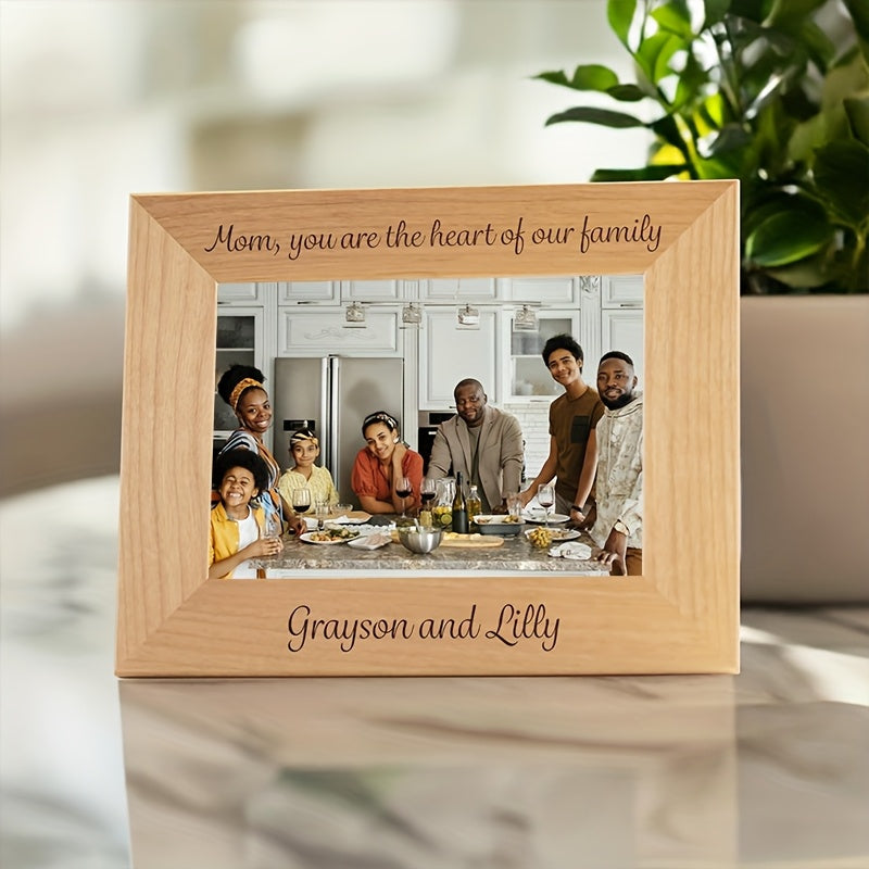 Create Your Own Personalized Picture Frame - Engraved Wood Photo Frame with Custom Text & Photo\u002FArt Print, Modern\u002FClassic\u002FArt Deco Style, Solid Wood Construction for Wall or Tabletop Display - Wedding, Anniversary, Birthday