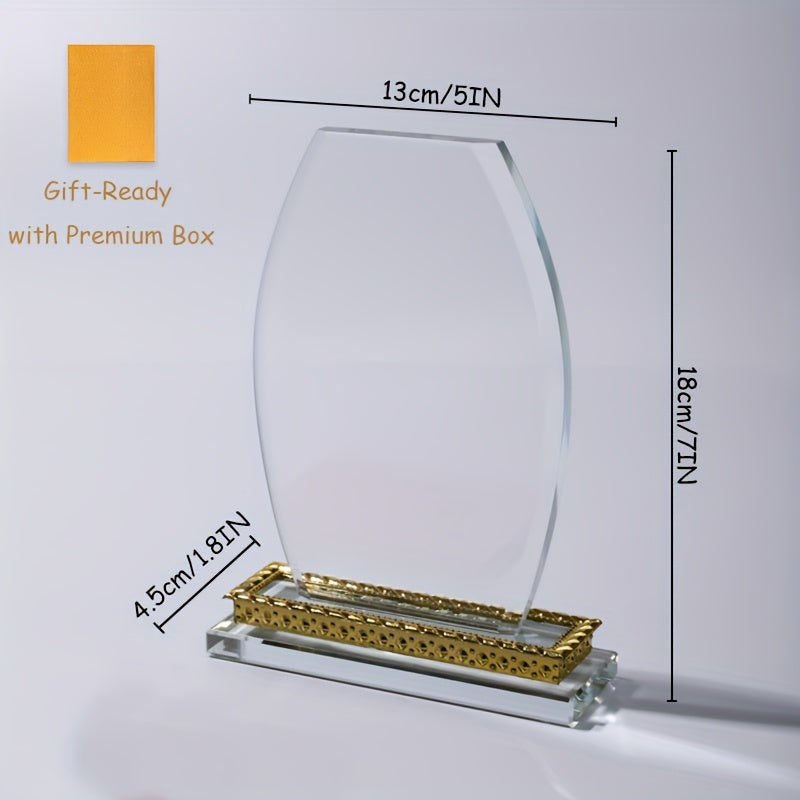 Collectible Figurines, Custom Photo Crystal, With Premium Box, Unique Arc Crystal Picture Frame, Display Picture, Luxury Elegant Clear Crystal Glass Photo Frame For Prized Pictures Of Family, Grandma, Grandpa, Dad, Mom, Wedding, Graduation