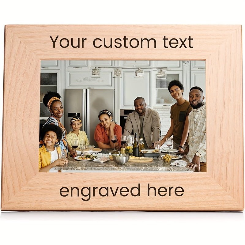 Create Your Own Personalized Picture Frame - Engraved Wood Photo Frame with Custom Text & Photo\u002FArt Print, Modern\u002FClassic\u002FArt Deco Style, Solid Wood Construction for Wall or Tabletop Display - Wedding, Anniversary, Birthday