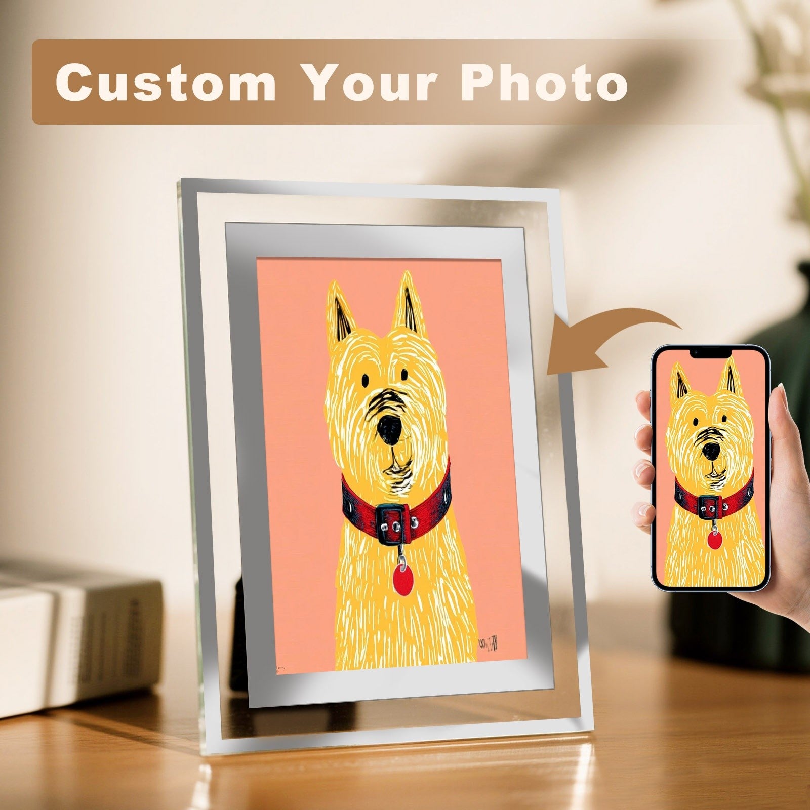 Cartoon Dog Photo Frame, Multiple Specifications Available, Color-Printed Style, Bold Graphic Art Design, Suitable for Home Decoration, Adds Lovely Atmosphere to Space
