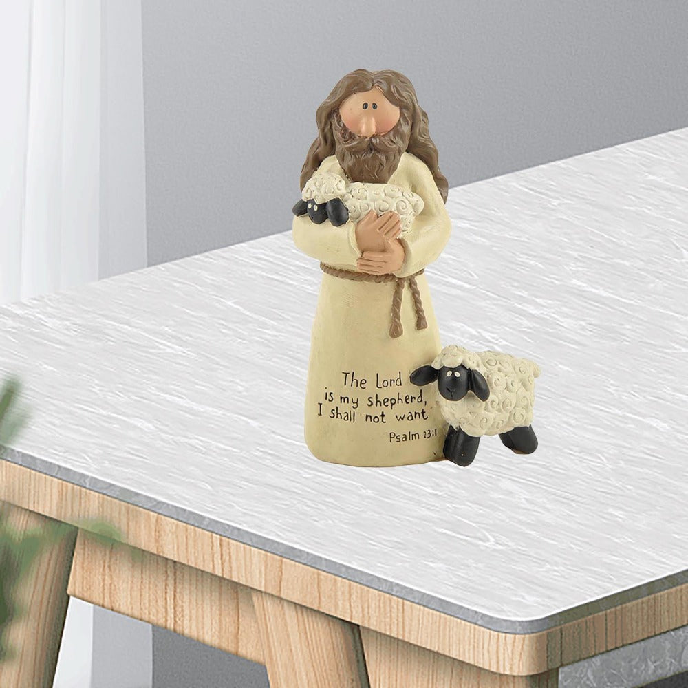 Good Shepherd Figurine, a Healing-Themed Shepherd Decoration for Desktop, Perfect for Sunday School Gifts