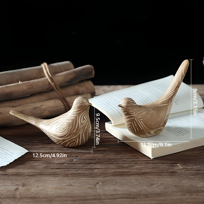 Vintage Wood Grain Bird Statue Ornament | Resin Material, Suitable for Living Room, Study, Bedroom Decoration, Handmade Holiday Decoration, Desktop Ornament, Anniversary Gift, Perfect Choice for Christmas and Thanksgiving