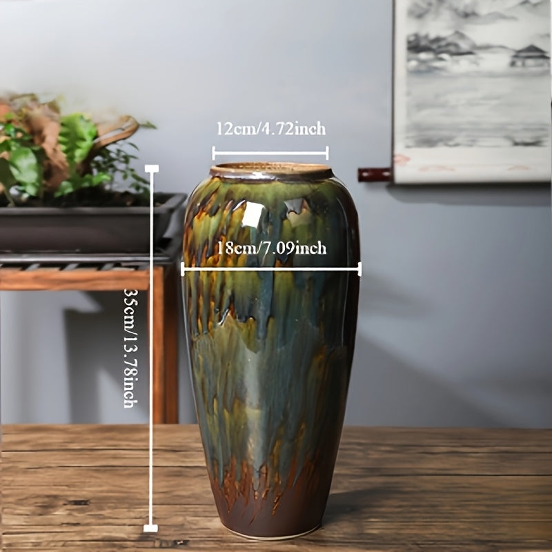 Elegant Retro Ceramic Vase with Glazed Finish - Ideal for Home Decor, Hydroponic Flower Display, and Soft Furnishing Accents, Home Decor Vase|Vintage Style Vase|Handcrafted Vase, Vases for Flowers