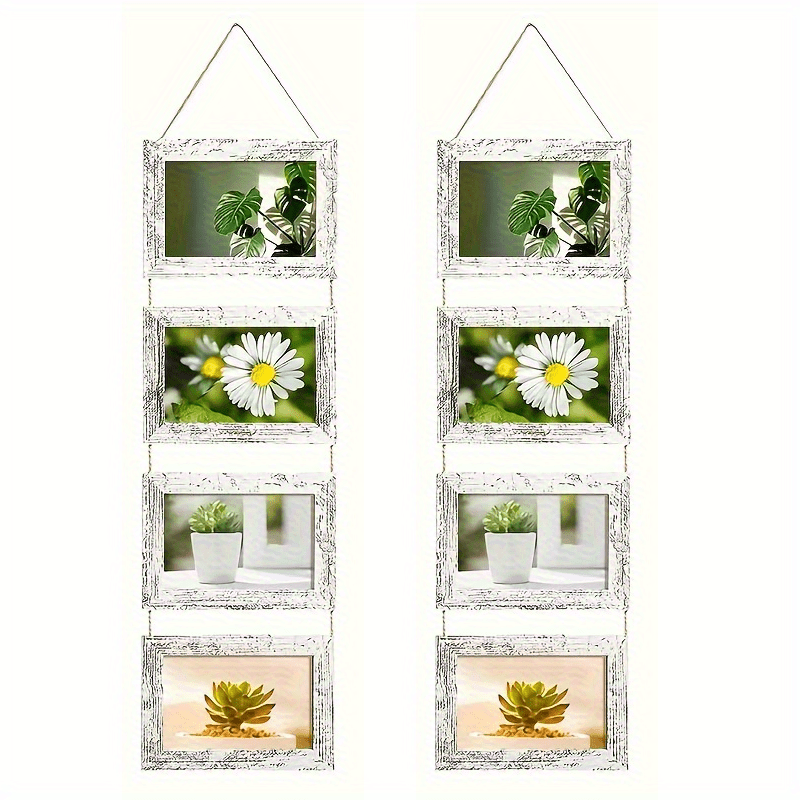 4\u002F8pcs White Wooden Wall Photo Frame Home Wall Hanging Frame Rectangular DIY Frame Living Room Photo Wall Solid Wood Picture Frame
